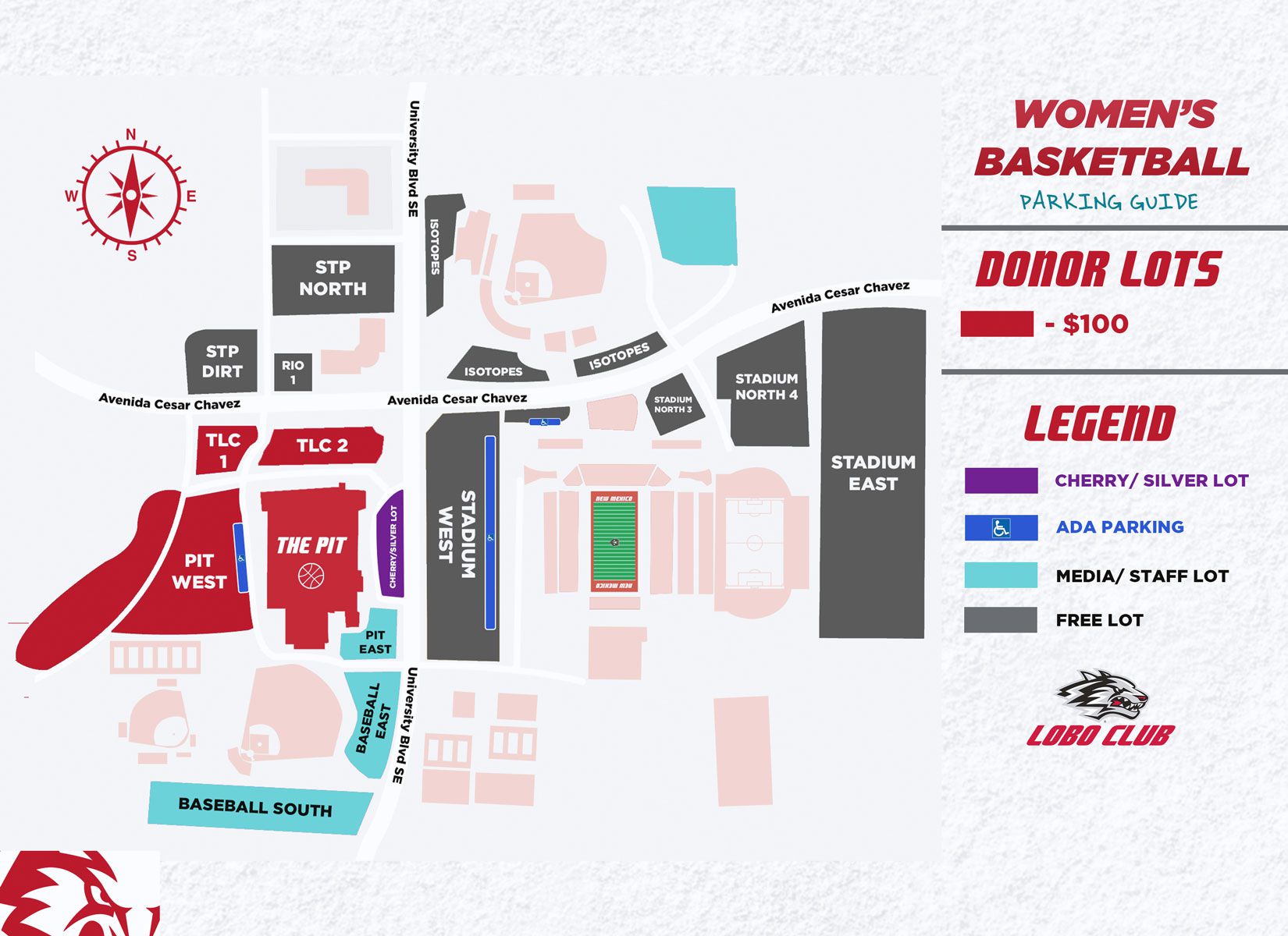Women's Basketball Parking Map